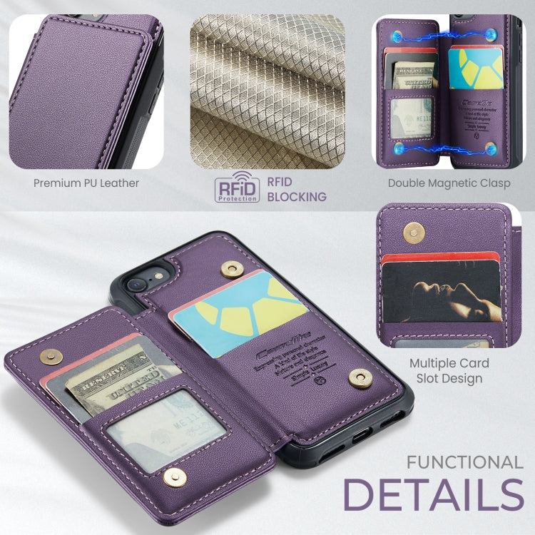 For iPhone SE 2022 / SE 2020 CaseMe C22 Card Slots Holder RFID Anti-theft Phone Case(Purple) - HoMEdemic™ 