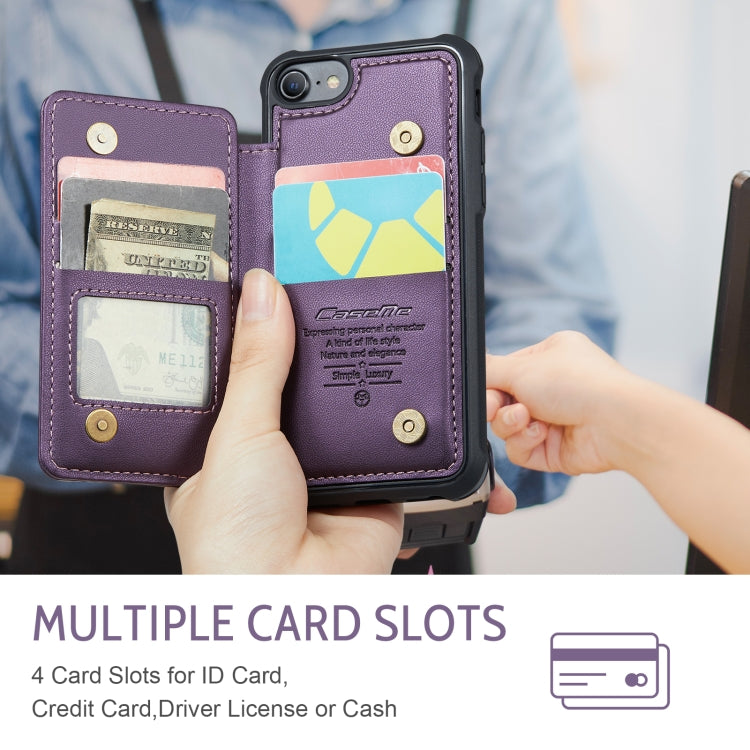 For iPhone SE 2022 / SE 2020 CaseMe C22 Card Slots Holder RFID Anti-theft Phone Case(Purple) - HoMEdemic™ 