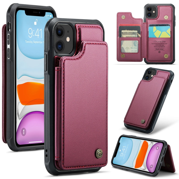 For iPhone 11 CaseMe C22 Card Slots Holder RFID Anti-theft Phone Case(Wine Red) - HoMEdemic™ 