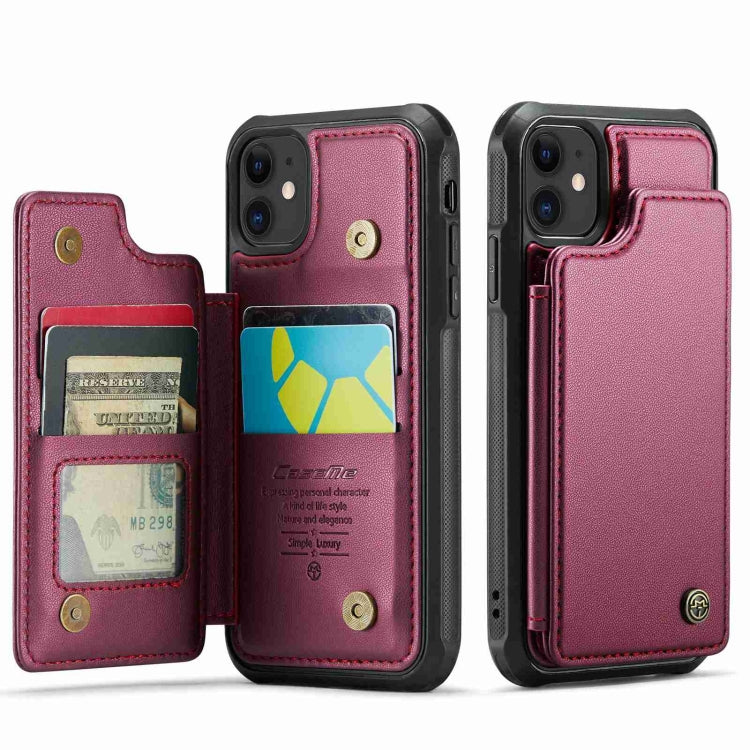 For iPhone 11 CaseMe C22 Card Slots Holder RFID Anti-theft Phone Case(Wine Red) - HoMEdemic™ 