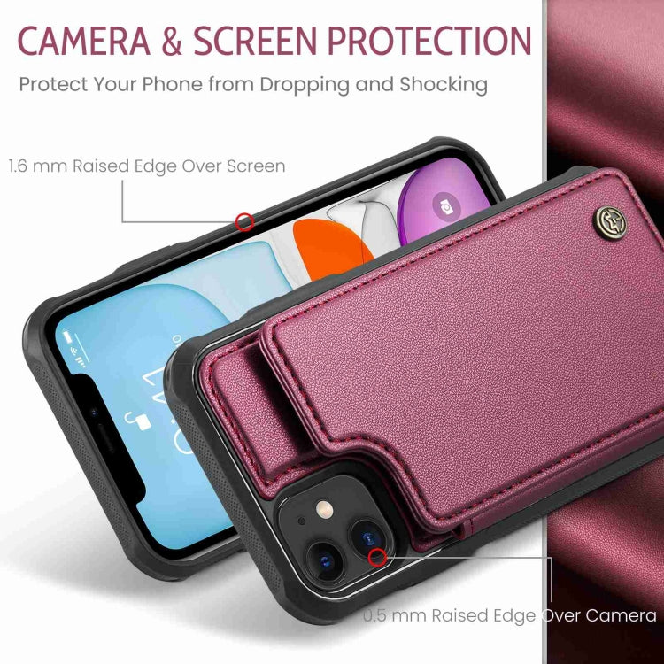 For iPhone 11 CaseMe C22 Card Slots Holder RFID Anti-theft Phone Case(Wine Red) - HoMEdemic™ 