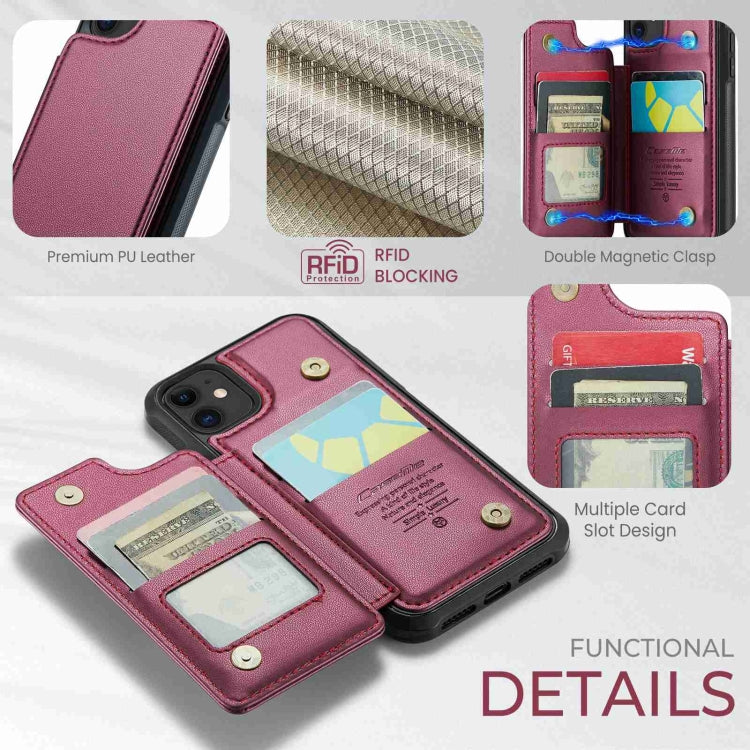 For iPhone 11 CaseMe C22 Card Slots Holder RFID Anti-theft Phone Case(Wine Red) - HoMEdemic™ 