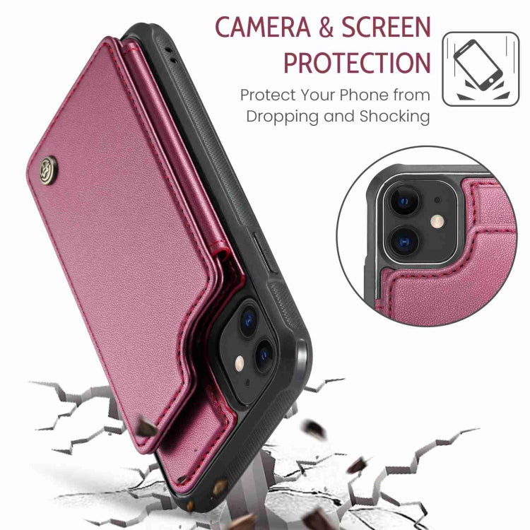For iPhone 11 CaseMe C22 Card Slots Holder RFID Anti-theft Phone Case(Wine Red) - HoMEdemic™ 