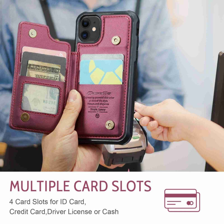 For iPhone 11 CaseMe C22 Card Slots Holder RFID Anti-theft Phone Case(Wine Red) - HoMEdemic™ 