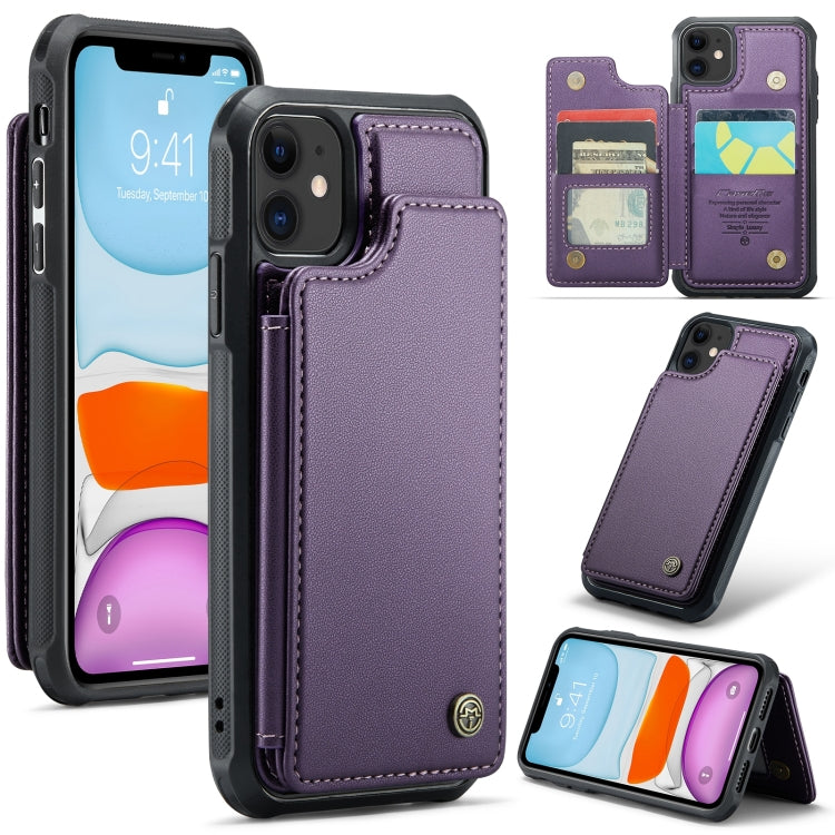 For iPhone 11 CaseMe C22 Card Slots Holder RFID Anti-theft Phone Case(Purple) - HoMEdemic™ 