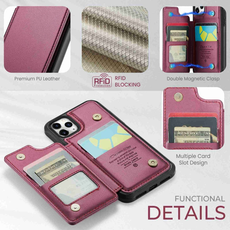 For iPhone 11 Pro CaseMe C22 Card Slots Holder RFID Anti-theft Phone Case(Wine Red) - HoMEdemic™ 