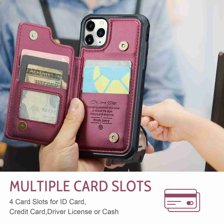 For iPhone 11 Pro CaseMe C22 Card Slots Holder RFID Anti-theft Phone Case(Wine Red) - HoMEdemic™ 