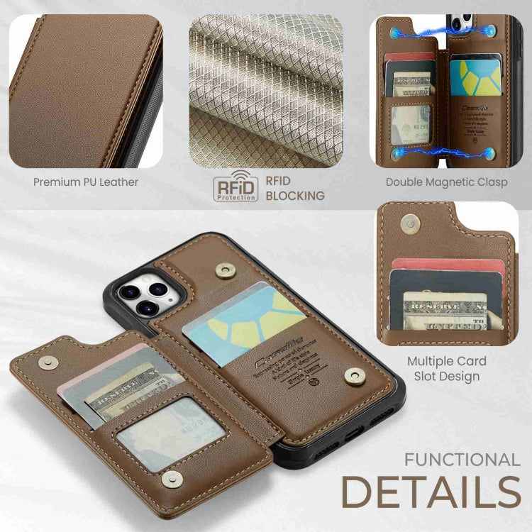 For iPhone 11 Pro CaseMe C22 Card Slots Holder RFID Anti-theft Phone Case(Brown) - HoMEdemic™ 
