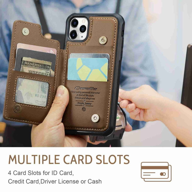 For iPhone 11 Pro CaseMe C22 Card Slots Holder RFID Anti-theft Phone Case(Brown) - HoMEdemic™ 