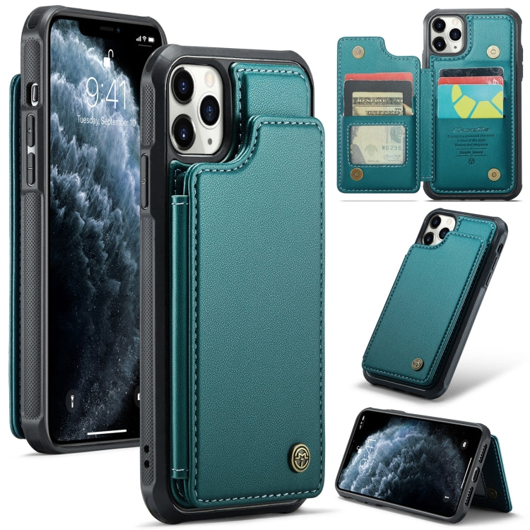 For iPhone 11 Pro Max CaseMe C22 Card Slots Holder RFID Anti-theft Phone Case(Blue Green) - HoMEdemic™ 