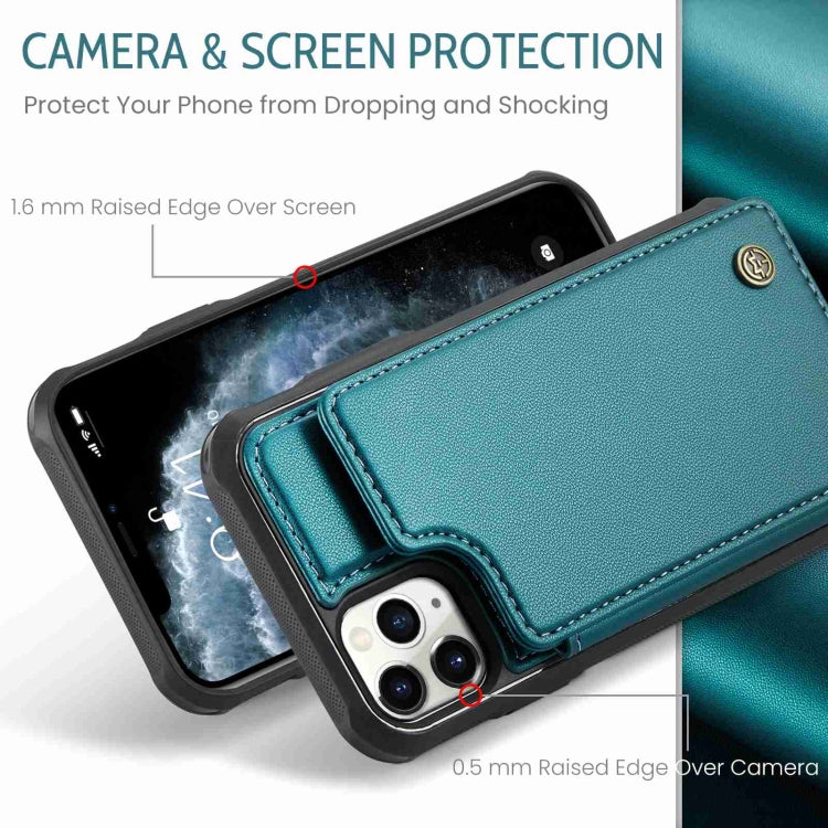 For iPhone 11 Pro Max CaseMe C22 Card Slots Holder RFID Anti-theft Phone Case(Blue Green) - HoMEdemic™ 