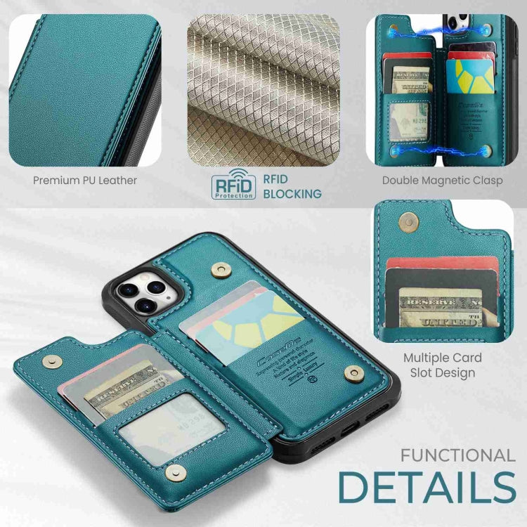 For iPhone 11 Pro Max CaseMe C22 Card Slots Holder RFID Anti-theft Phone Case(Blue Green) - HoMEdemic™ 