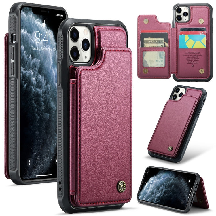For iPhone 11 Pro Max CaseMe C22 Card Slots Holder RFID Anti-theft Phone Case(Wine Red) - HoMEdemic™ 