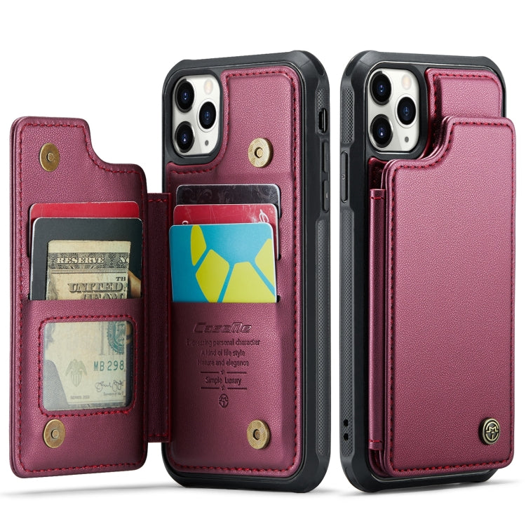 For iPhone 11 Pro Max CaseMe C22 Card Slots Holder RFID Anti-theft Phone Case(Wine Red) - HoMEdemic™ 