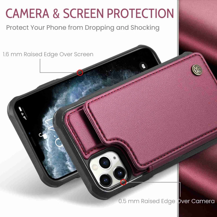 For iPhone 11 Pro Max CaseMe C22 Card Slots Holder RFID Anti-theft Phone Case(Wine Red) - HoMEdemic™ 