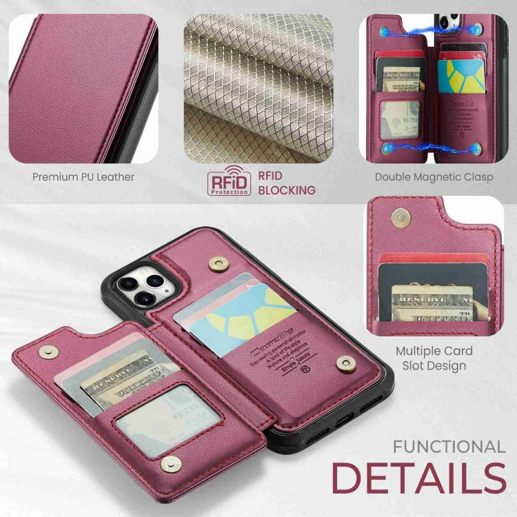 For iPhone 11 Pro Max CaseMe C22 Card Slots Holder RFID Anti-theft Phone Case(Wine Red) - HoMEdemic™ 