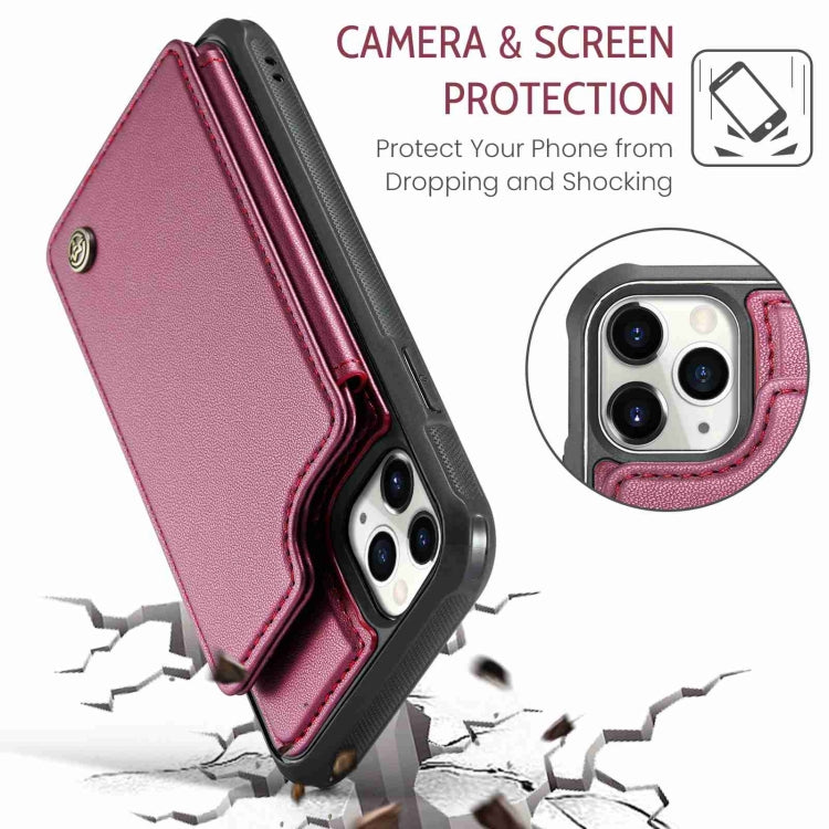 For iPhone 11 Pro Max CaseMe C22 Card Slots Holder RFID Anti-theft Phone Case(Wine Red) - HoMEdemic™ 