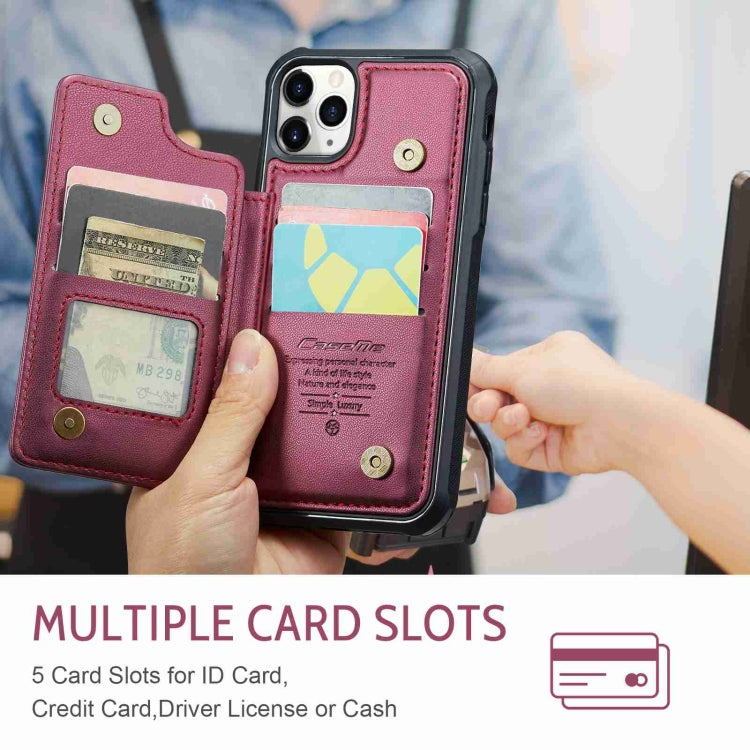 For iPhone 11 Pro Max CaseMe C22 Card Slots Holder RFID Anti-theft Phone Case(Wine Red) - HoMEdemic™ 