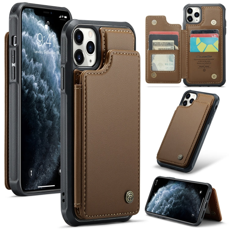 For iPhone 11 Pro Max CaseMe C22 Card Slots Holder RFID Anti-theft Phone Case(Brown) - HoMEdemic™ 