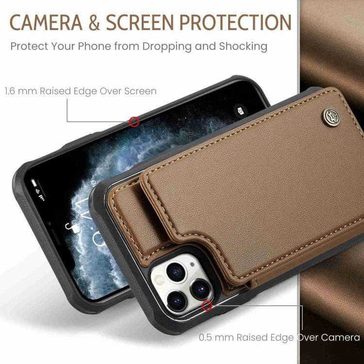 For iPhone 11 Pro Max CaseMe C22 Card Slots Holder RFID Anti-theft Phone Case(Brown) - HoMEdemic™ 