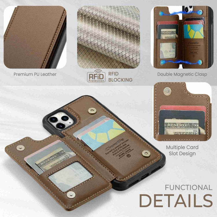 For iPhone 11 Pro Max CaseMe C22 Card Slots Holder RFID Anti-theft Phone Case(Brown) - HoMEdemic™ 