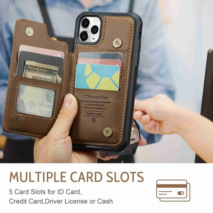 For iPhone 11 Pro Max CaseMe C22 Card Slots Holder RFID Anti-theft Phone Case(Brown) - HoMEdemic™ 