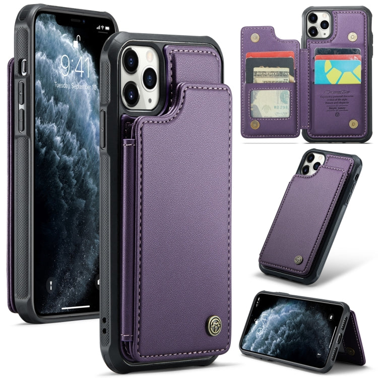 For iPhone 11 Pro Max CaseMe C22 Card Slots Holder RFID Anti-theft Phone Case(Purple) - HoMEdemic™ 