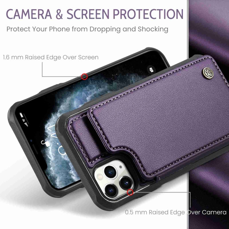 For iPhone 11 Pro Max CaseMe C22 Card Slots Holder RFID Anti-theft Phone Case(Purple) - HoMEdemic™ 