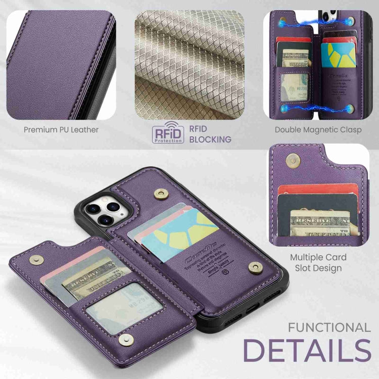For iPhone 11 Pro Max CaseMe C22 Card Slots Holder RFID Anti-theft Phone Case(Purple) - HoMEdemic™ 