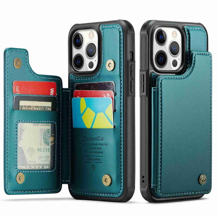 For iPhone 12 Pro Max CaseMe C22 Card Slots Holder RFID Anti-theft Phone Case(Blue Green) - HoMEdemic™ 