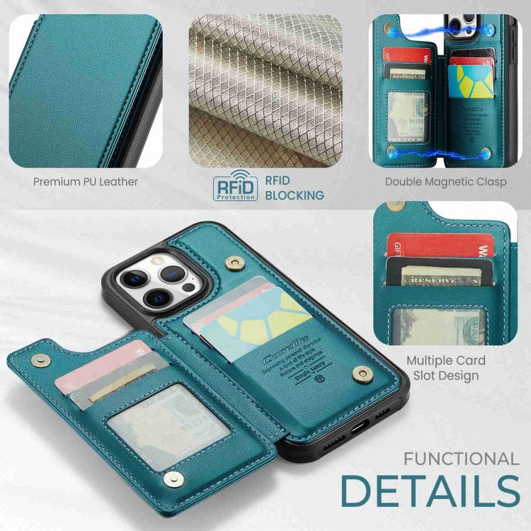 For iPhone 12 Pro Max CaseMe C22 Card Slots Holder RFID Anti-theft Phone Case(Blue Green) - HoMEdemic™ 