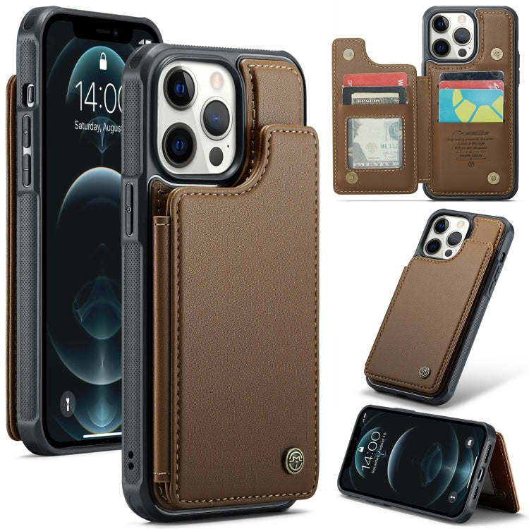 For iPhone 12 Pro Max CaseMe C22 Card Slots Holder RFID Anti-theft Phone Case(Brown) - HoMEdemic™ 