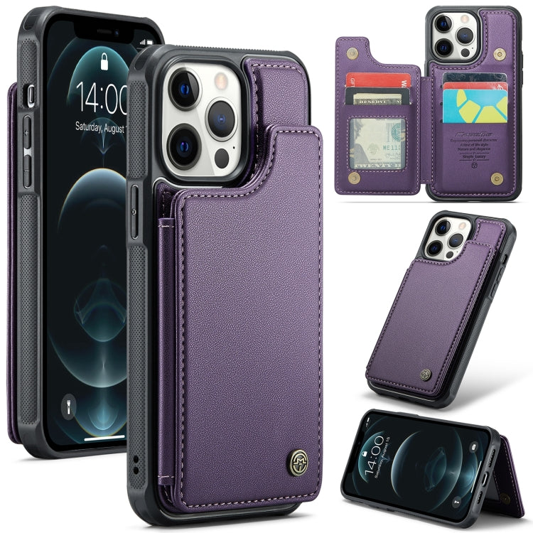 For iPhone 12 Pro Max CaseMe C22 Card Slots Holder RFID Anti-theft Phone Case(Purple) - HoMEdemic™ 