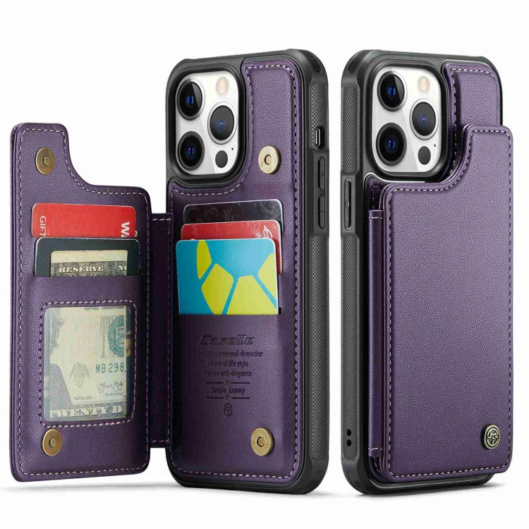 For iPhone 12 Pro Max CaseMe C22 Card Slots Holder RFID Anti-theft Phone Case(Purple) - HoMEdemic™ 