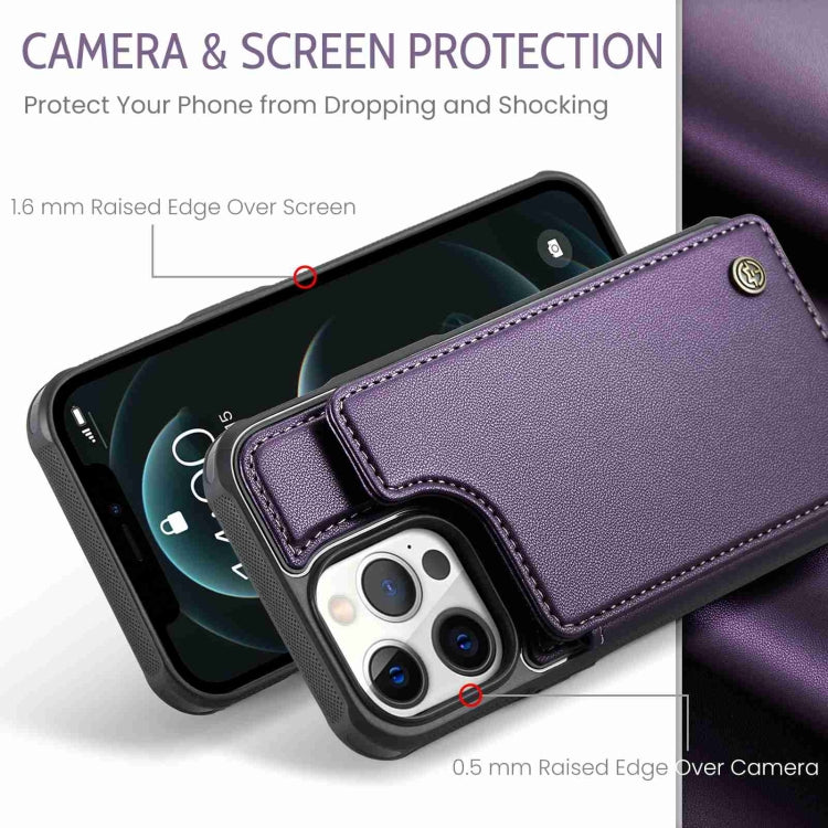 For iPhone 12 Pro Max CaseMe C22 Card Slots Holder RFID Anti-theft Phone Case(Purple) - HoMEdemic™ 