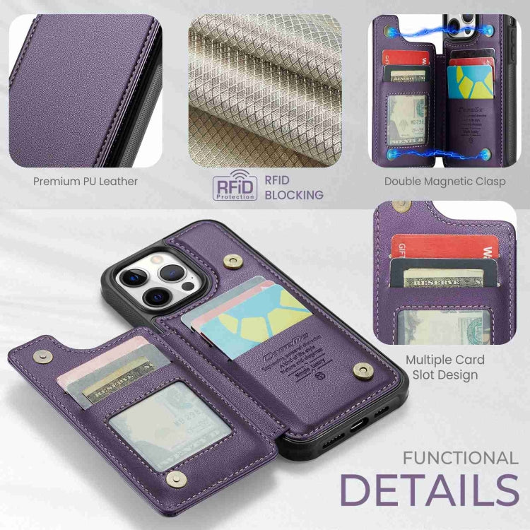 For iPhone 12 Pro Max CaseMe C22 Card Slots Holder RFID Anti-theft Phone Case(Purple) - HoMEdemic™ 
