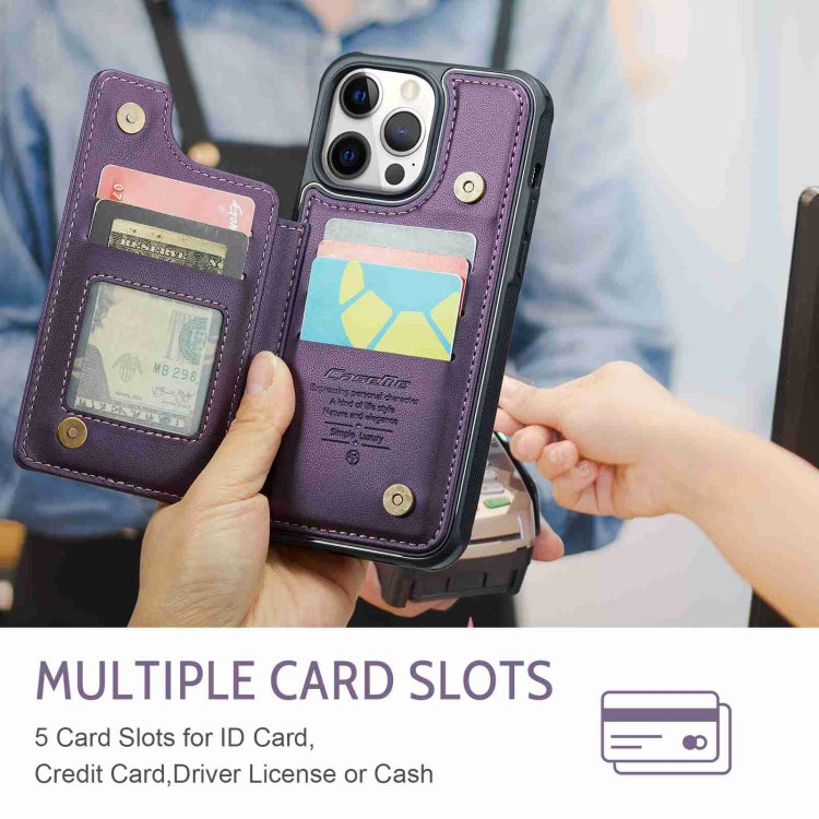 For iPhone 12 Pro Max CaseMe C22 Card Slots Holder RFID Anti-theft Phone Case(Purple) - HoMEdemic™ 