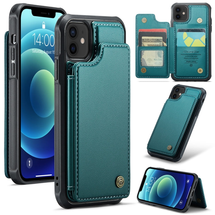 For iPhone 12 / 12 Pro CaseMe C22 Card Slots Holder RFID Anti-theft Phone Case(Blue Green) - HoMEdemic™ 