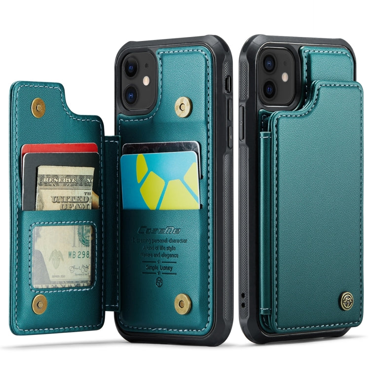 For iPhone 12 / 12 Pro CaseMe C22 Card Slots Holder RFID Anti-theft Phone Case(Blue Green) - HoMEdemic™ 