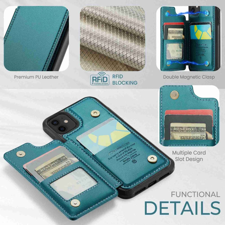 For iPhone 12 / 12 Pro CaseMe C22 Card Slots Holder RFID Anti-theft Phone Case(Blue Green) - HoMEdemic™ 