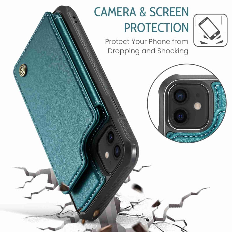 For iPhone 12 / 12 Pro CaseMe C22 Card Slots Holder RFID Anti-theft Phone Case(Blue Green) - HoMEdemic™ 