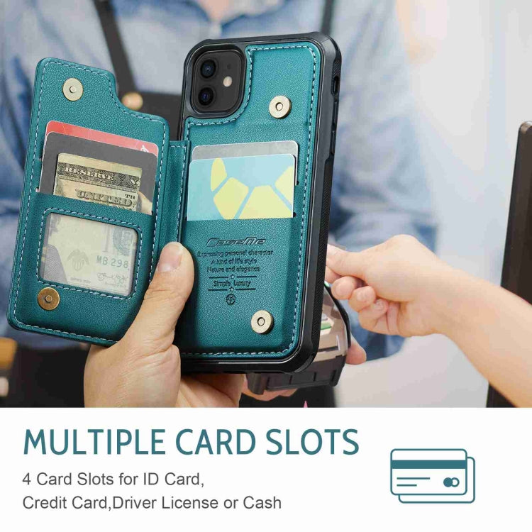For iPhone 12 / 12 Pro CaseMe C22 Card Slots Holder RFID Anti-theft Phone Case(Blue Green) - HoMEdemic™ 