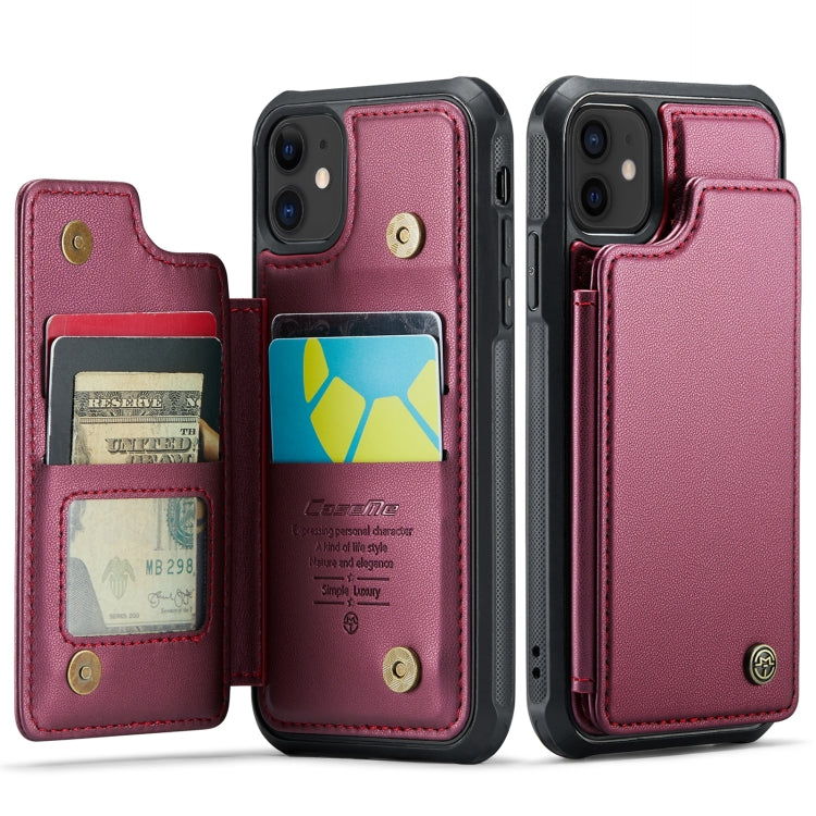 For iPhone 12 / 12 Pro CaseMe C22 Card Slots Holder RFID Anti-theft Phone Case(Wine Red) - HoMEdemic™ 