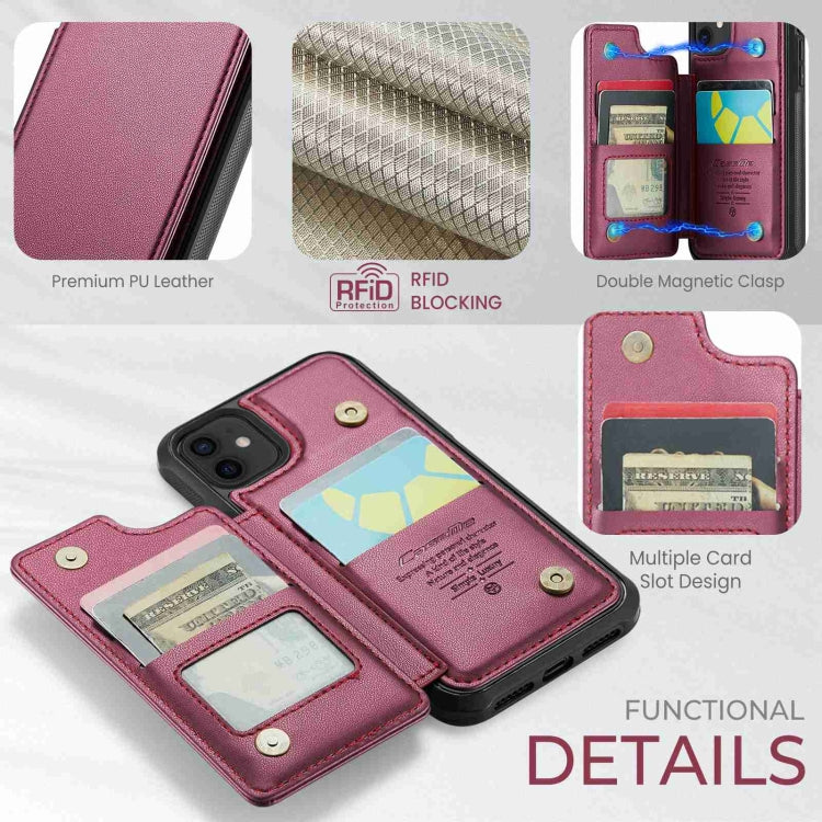For iPhone 12 / 12 Pro CaseMe C22 Card Slots Holder RFID Anti-theft Phone Case(Wine Red) - HoMEdemic™ 
