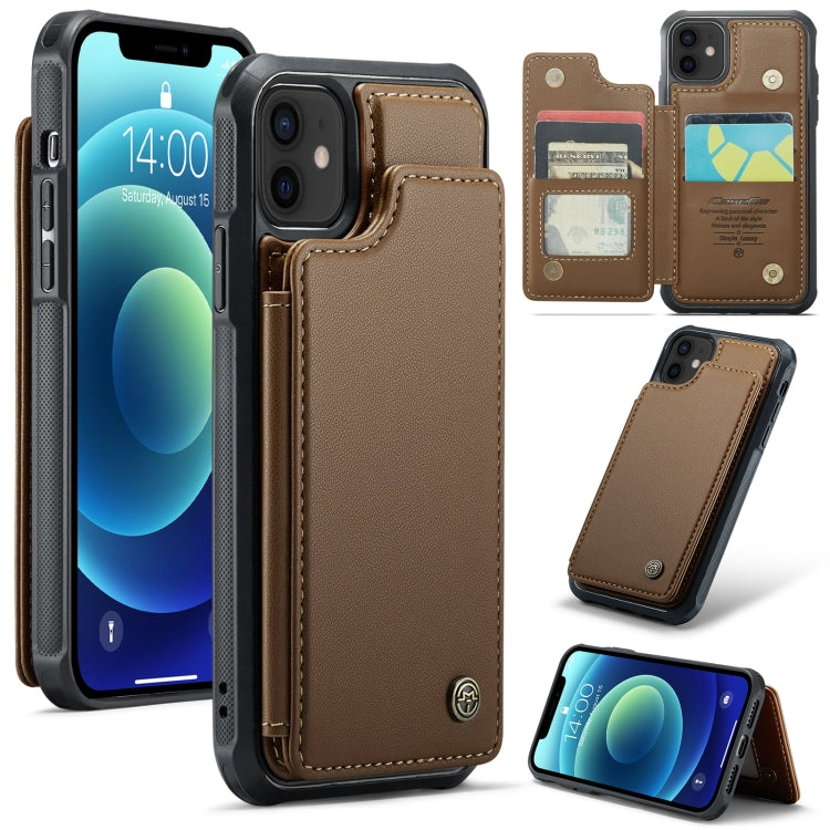 For iPhone 12 / 12 Pro CaseMe C22 Card Slots Holder RFID Anti-theft Phone Case(Brown) - HoMEdemic™ 