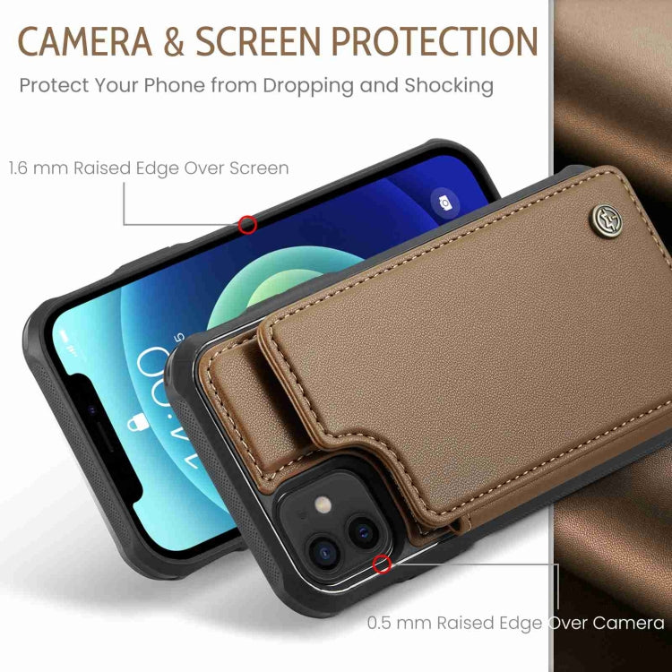 For iPhone 12 / 12 Pro CaseMe C22 Card Slots Holder RFID Anti-theft Phone Case(Brown) - HoMEdemic™ 