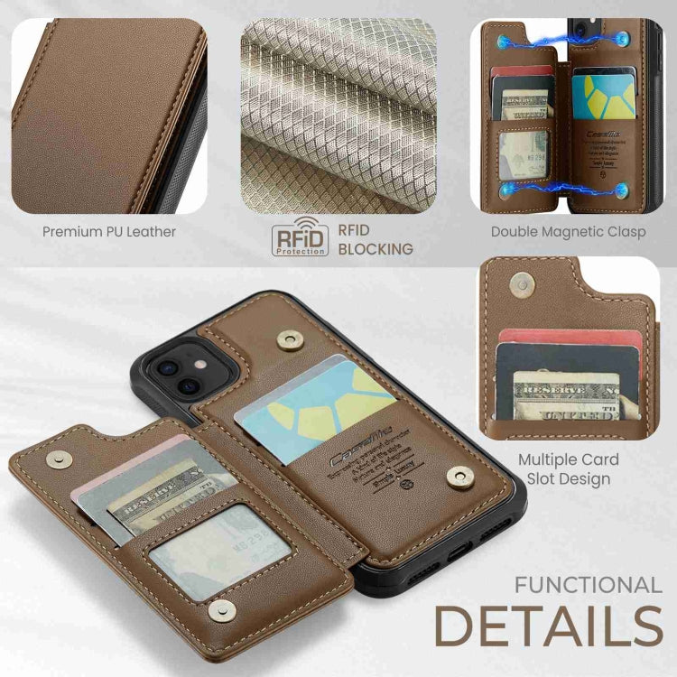 For iPhone 12 / 12 Pro CaseMe C22 Card Slots Holder RFID Anti-theft Phone Case(Brown) - HoMEdemic™ 