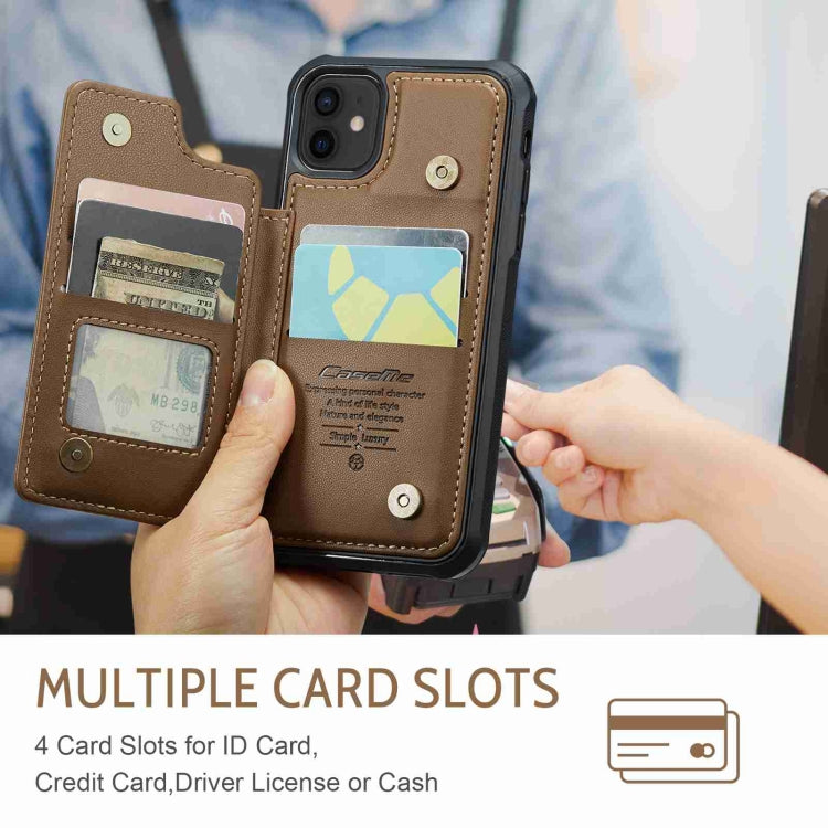 For iPhone 12 / 12 Pro CaseMe C22 Card Slots Holder RFID Anti-theft Phone Case(Brown) - HoMEdemic™ 