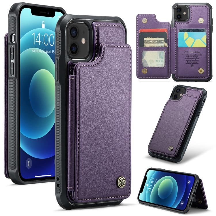 For iPhone 12 / 12 Pro CaseMe C22 Card Slots Holder RFID Anti-theft Phone Case(Purple) - HoMEdemic™ 