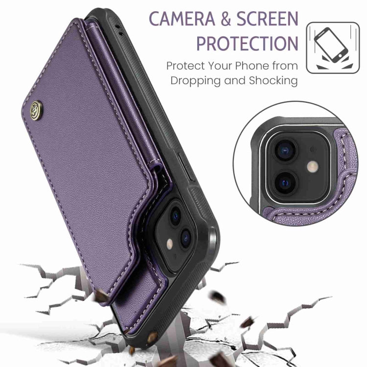 For iPhone 12 / 12 Pro CaseMe C22 Card Slots Holder RFID Anti-theft Phone Case(Purple) - HoMEdemic™ 